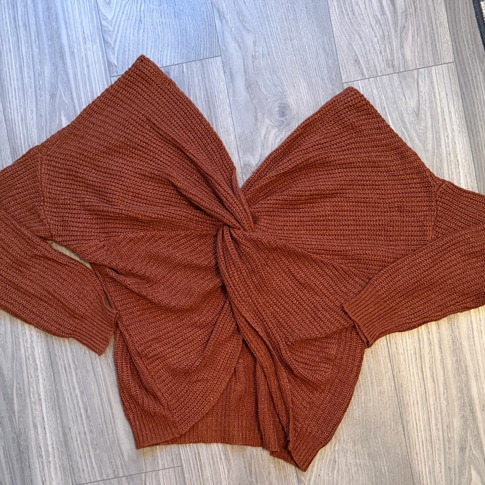 Twist-Back Rust Knitted Sweater